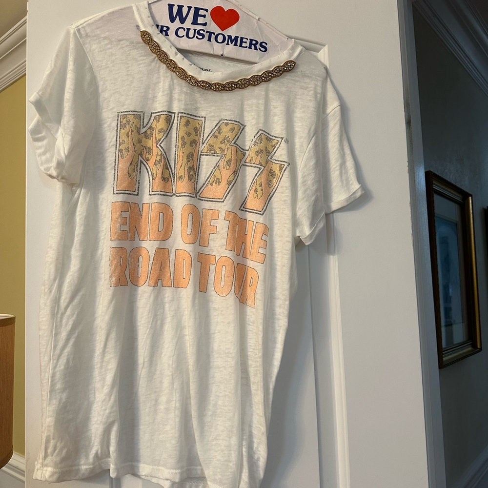 Recycled Karma KISS Shirt Size Small with Jeweled Collar (BOUTIQUE)